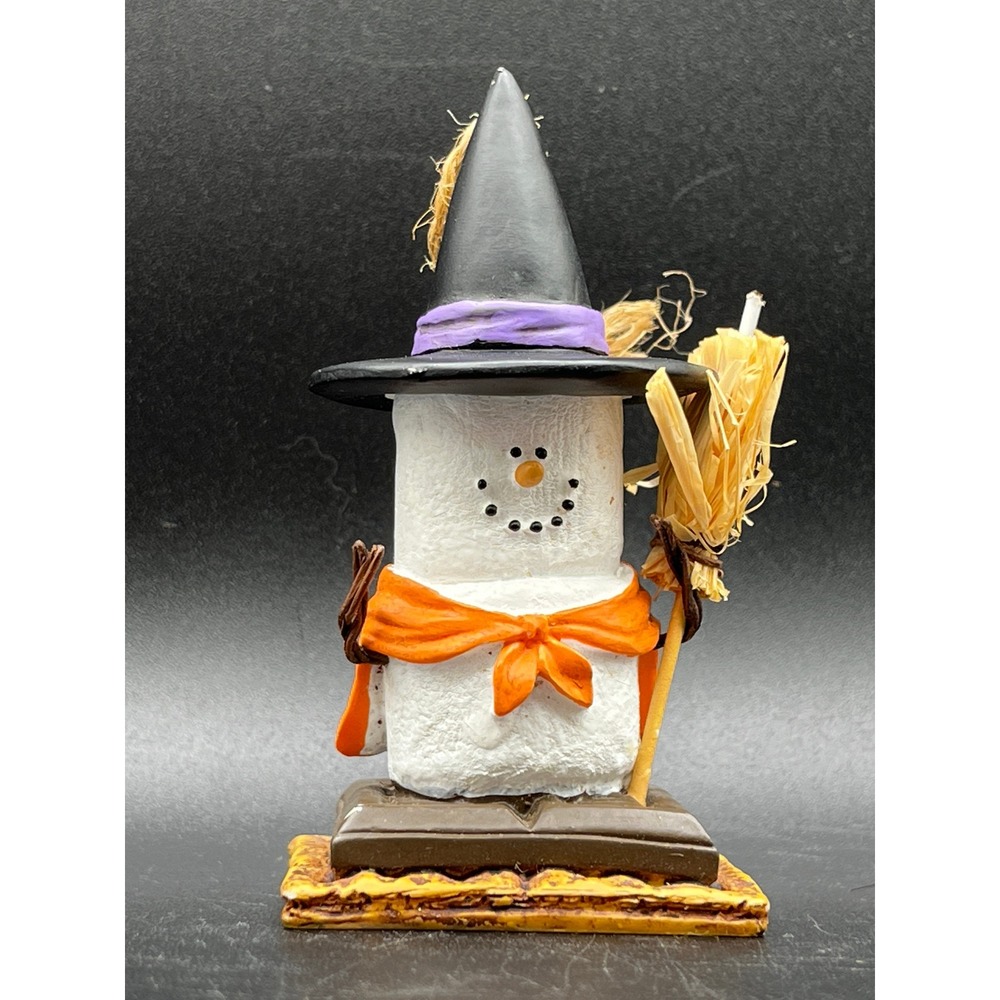 Smores Witch Halloween Ornament Marshmallow 3.5" Holiday Flying Broomstick